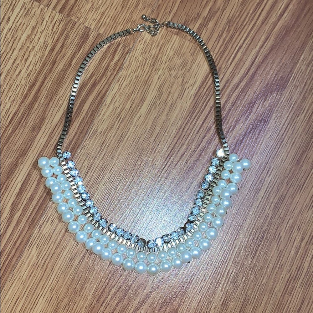 Pearl and rhinestone necklace